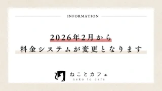 重要】2026年2月より料金改定のお知らせ｜ねことカフェ大阪天王寺店